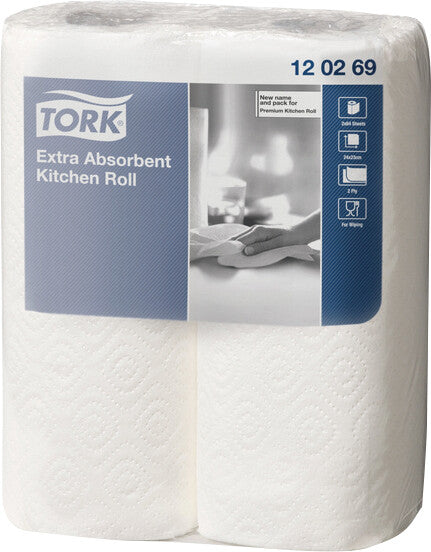 Tork Handtuchrolle – 2-lagig, Papier, Weiss, 230 mm × 15,36 m, 2 Rollen