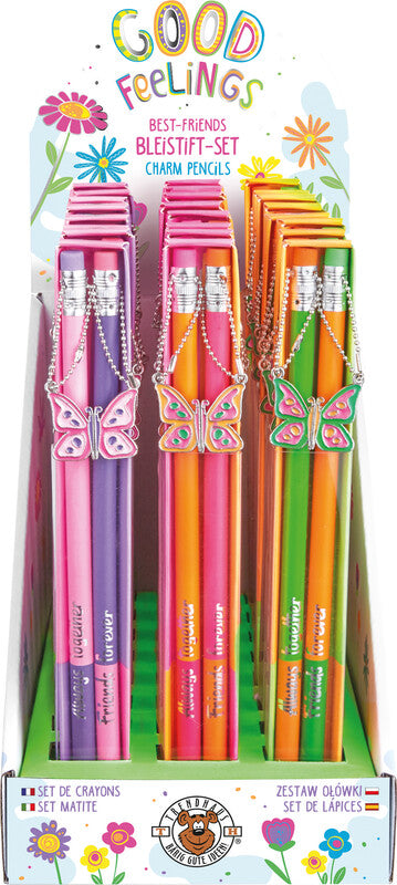 Trendhaus Bleistift, HB, Mine Ø 2 mm, farbig sortiert – Set, 2-teilig
