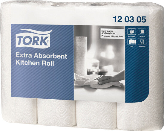 Tork Handtuchrolle – 3-lagig, Papier, weiss, 260 mm × 12,2 m, 4 Rollen