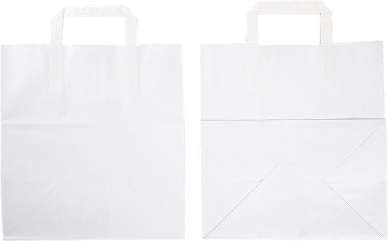 Elco Papiertragetasche mit Flachhenkel – 27 × 29 × 17 cm – Kraftpapier, 80 g/m² – Weiss – 50 Stk.