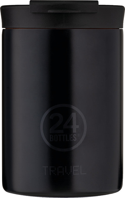 24Bottles Thermobecher Travel Tumbler – 3,5 dl – Edelstahl, isoliert, Sip&Go-Deckel – Tuxedo Black