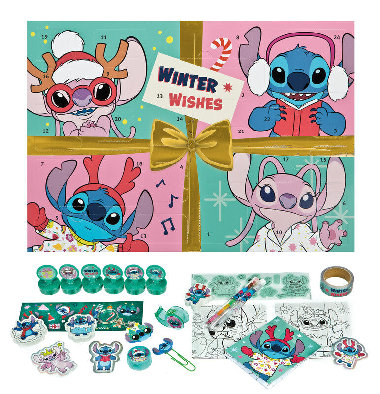 Undercover Adventskalender Stitch Winter Wishes – 24 Überraschungen, 42 × 29,5 × 3 cm
