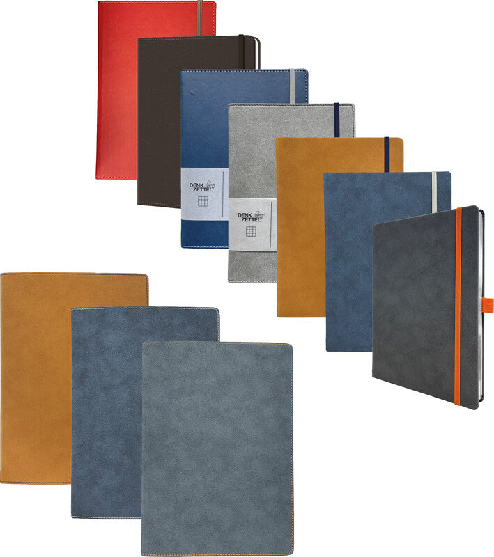 Denkzettel Notizbuch, kariert, Fadenheftung, Hardcover, 192 Seiten, perforiert, 80 g/m² – cognac