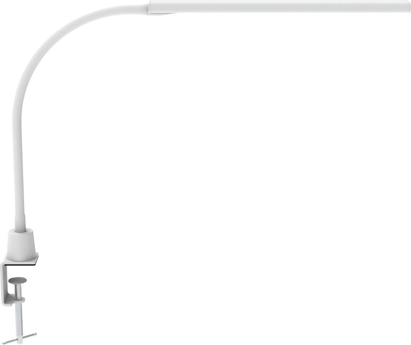 MAUL LED Tischleuchte Pirro – Klemmfuss, dimmbar – 3000 K – 726 lm 7 W – Weiss, Metall