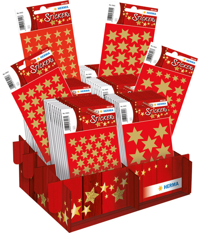 HERMA Schmucketiketten, Dekor Weihnachten Sterne – 84 × 120 mm – Gold