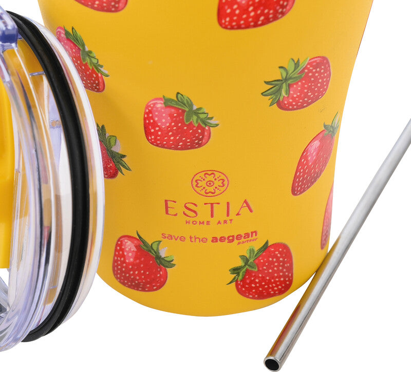 Estia Thermobecher 350 ml – Doppelwandig 6 h heiss / 12 h kalt, Druckknopfdeckel, Edelstahl
