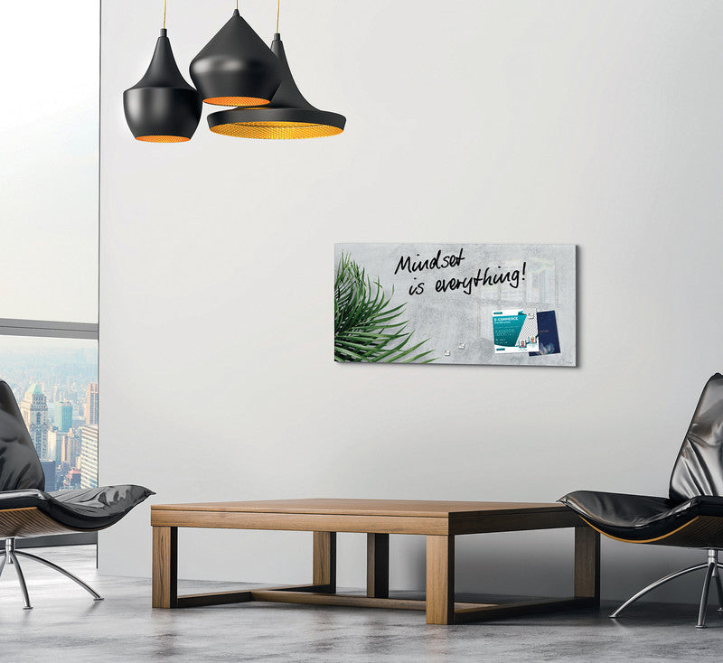 Sigel Whiteboard – 91 × 46 cm, Glas, magnetisch, Wandmontage, inkl. Magnetwürfel, Montagesatz