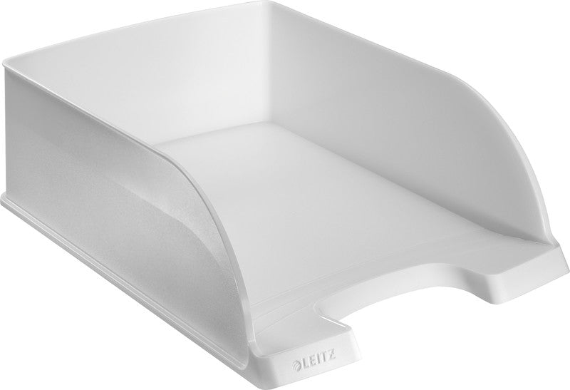 Leitz Stapelbarer Briefkorb mit Griffausschnitt, Beschriftungsfeld, matt, weiss, B 255 × H 103 × T 357 mm
