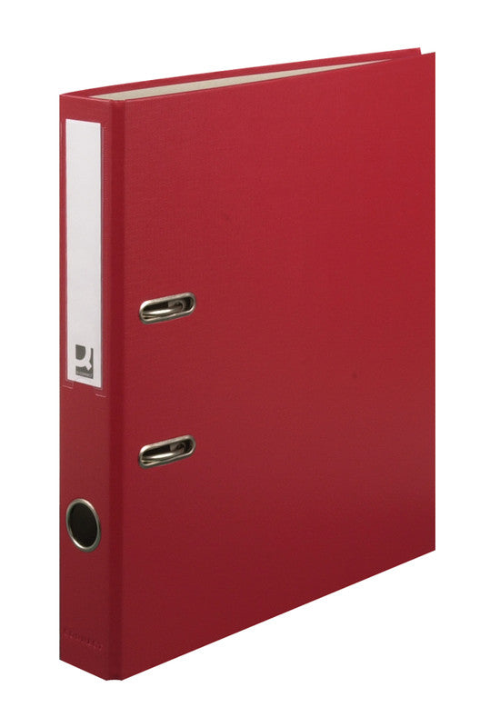 Q-connect Ordner – A4 hoch – 2-Ring Hebelmechanik, Rücken 40 mm – rot, mit Niederhalter, Griffloch, FSC