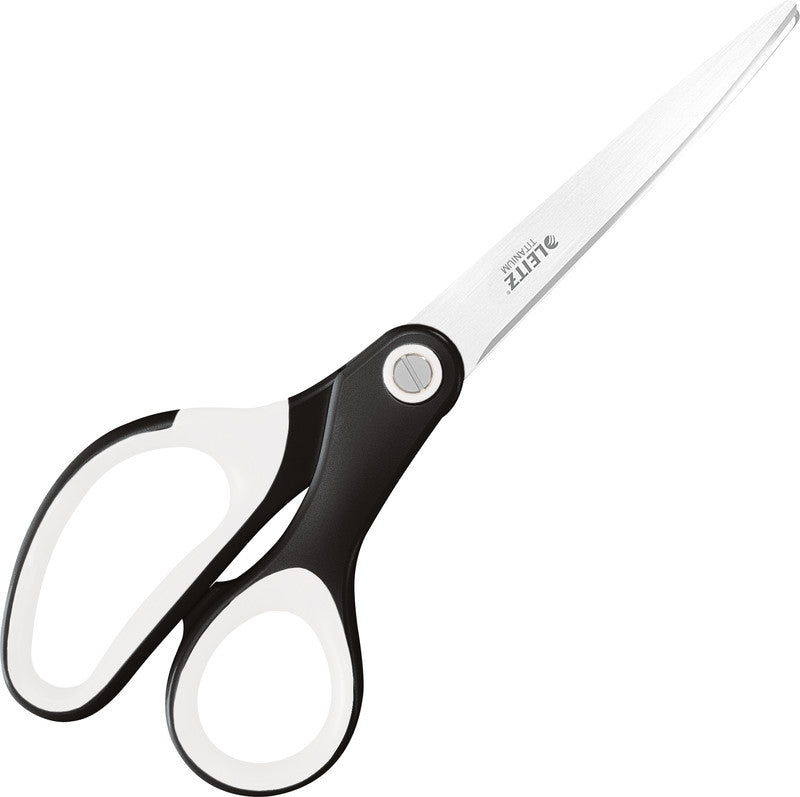 Leitz WOW Schere 20,5 cm, spitz, für Rechtshänder – Edelstahl, titanbeschichtet, Softgrip, Weiss/Gelb