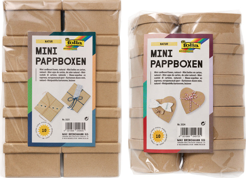 Folia Mini-Kartonboxen – natur – 80 × 40 × 75 mm, 10 Stück, Karton
