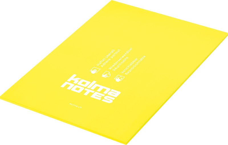 Kolma Haftnotizen – 148×210 mm – Neongelb, 50 Blatt, recyclingfähig, elektrostatisch