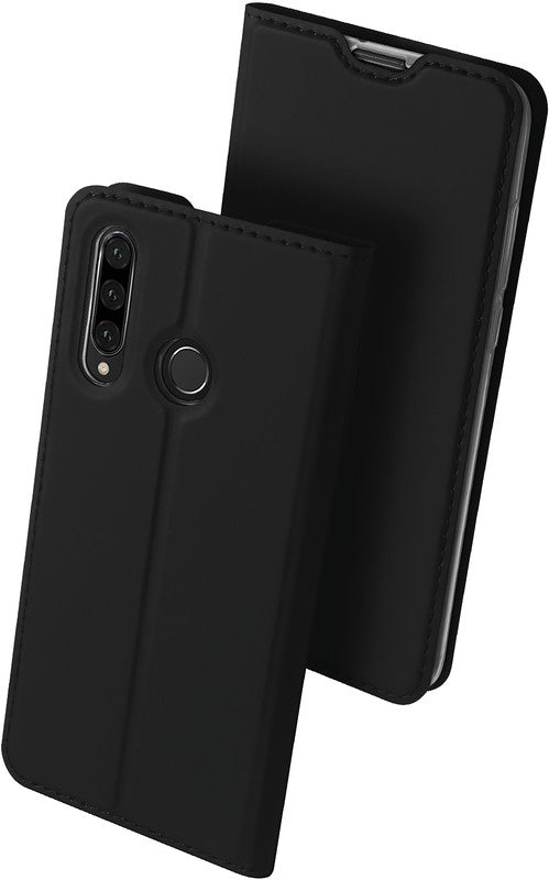 Dux Ducis Booklet-Hülle – für Huawei P30 lite – schwarz – Kunstleder – mit Kartenfach, Magnetverschluss