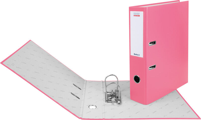 Biella Bundesordner – A4 Hochformat – 2-Ring Hebelmechanik, Rücken 70 mm – Rosa, mit Niederhalter, FSC