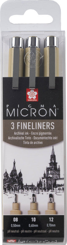 Sakura Pigma Micron Fineliner – 3er-Set – schwarz – wasserfest