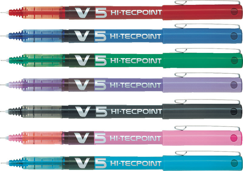 Pilot Hi-Tecpoint V5 – Tintenroller-Set, mit Kappe, 0,3 mm, Schwarz, 20er Pack