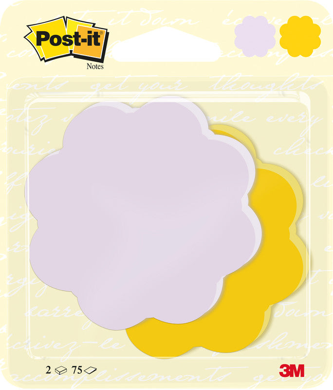 3M Post-it Haftnotizen Fantasy – 72×72 mm – Blume – sortiert, 2×75 Blatt, PEFC