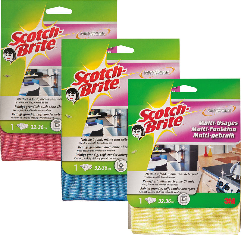 Scotch-Brite Mikrofaser-Multifunktionstuch, waschbar bis 90°C – für alle Oberflächen, sortiert, 1 Stück