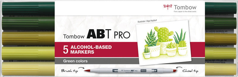 Tombow Filzstifte ABT PRO Dual Brush Pen, 5 Stk.