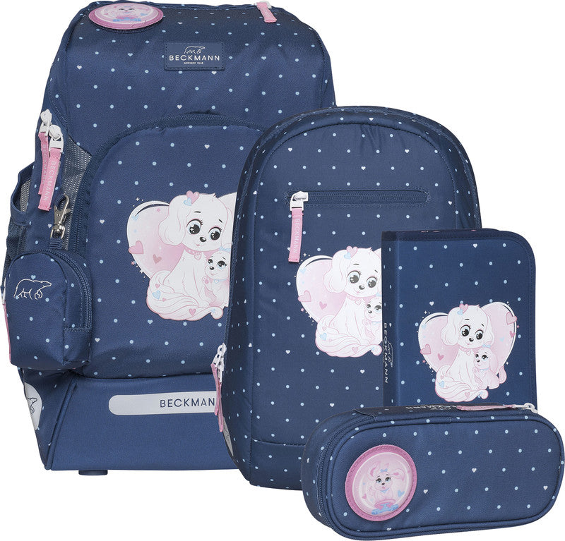 Beckmann Schulrucksack Active Air Flx – 6-teilig – Pet Friends Blau – 26×39×22 cm – recycelte Materialien