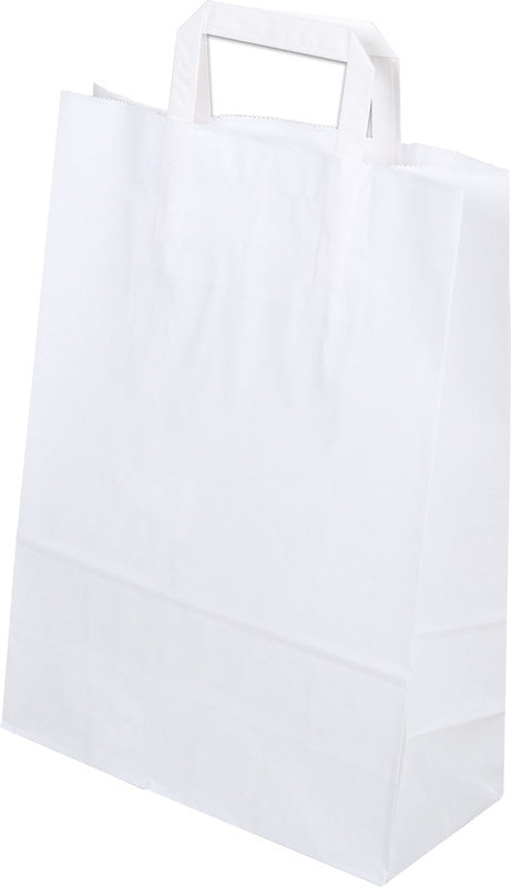 Elco Papiertragetasche mit Flachhenkeln – 27 × 37 × 12 cm – Kraftpapier, 80 g/m² – Weiss – 50 Stk.