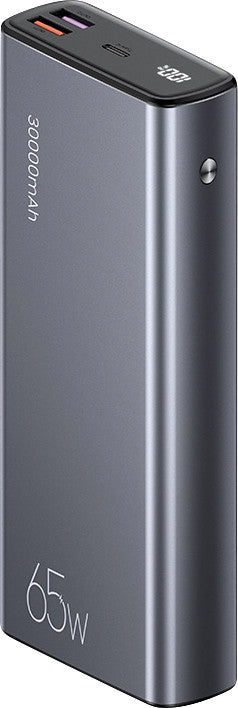 Usams Powerbank 30000 mAh, PD 65 W, 2× USB-A, 1× USB-C, für Smartphones, Tablets, Notebooks, Grau