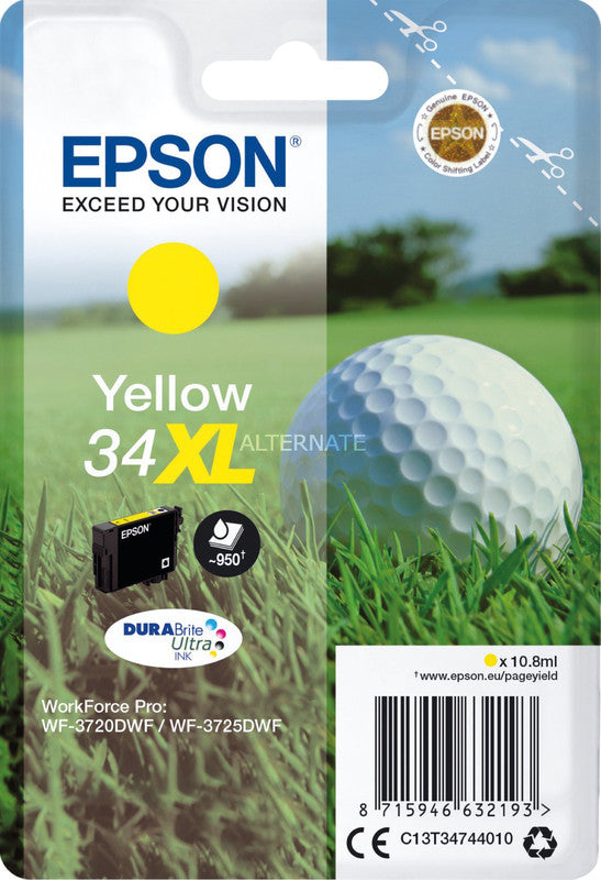 Epson Tintenpatrone 34XL, Gelb, 950 Seiten – für Tintenstrahldrucker/Multifunktionsgeräte
