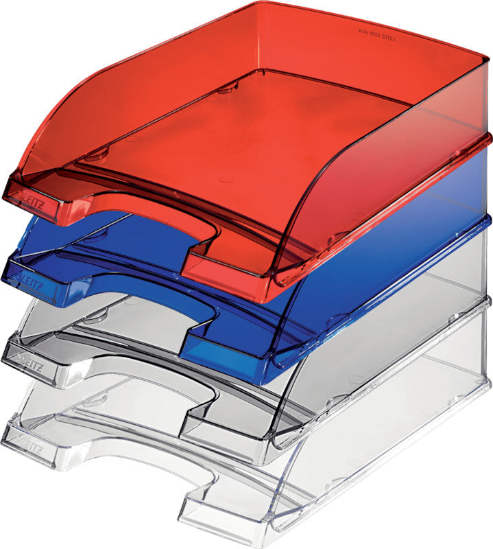 Leitz Briefkorb – mit Griffausschnitt, mit Beschriftungsfeld, glänzend, blau, B 255 × H 70 × T 357 mm