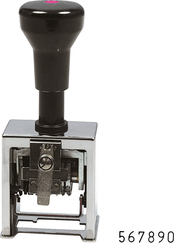 Reiner Motivstempel – Motiv: Zahlen, 6 Stellen, selbstfärbend, Metall, 22 × 4,5 mm, inkl. schwarzem Kissen, Ve