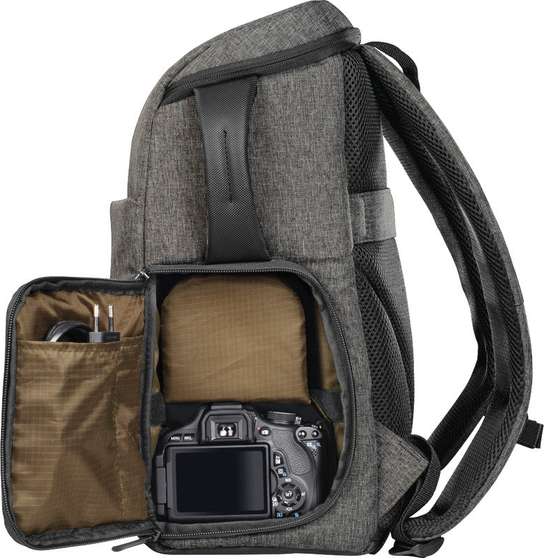 Hama Terra Kamerarucksack – Innenmasse 220×135×220 mm – mit Tabletfach, Regenhülle – Grau – Polyester