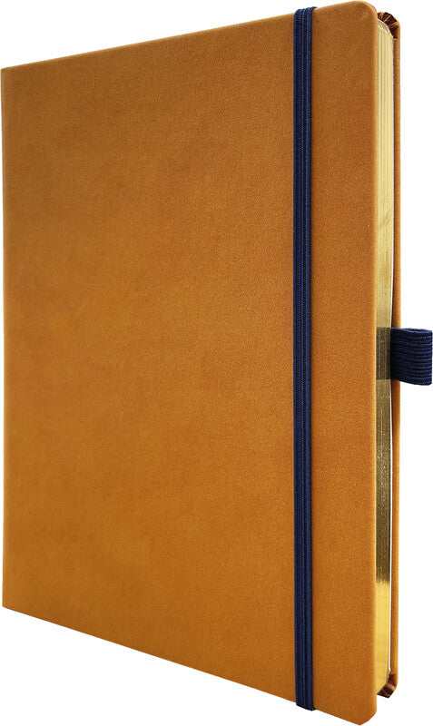 Denkzettel Notizbuch A5, kariert, gebunden, Hardcover, 192 Seiten, perforiert, 80 g/m² – cognac