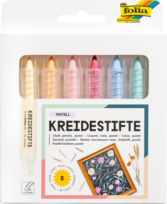 Folia Kreidemarker – Rund, 1–2 mm – 6er-Set, Pastell