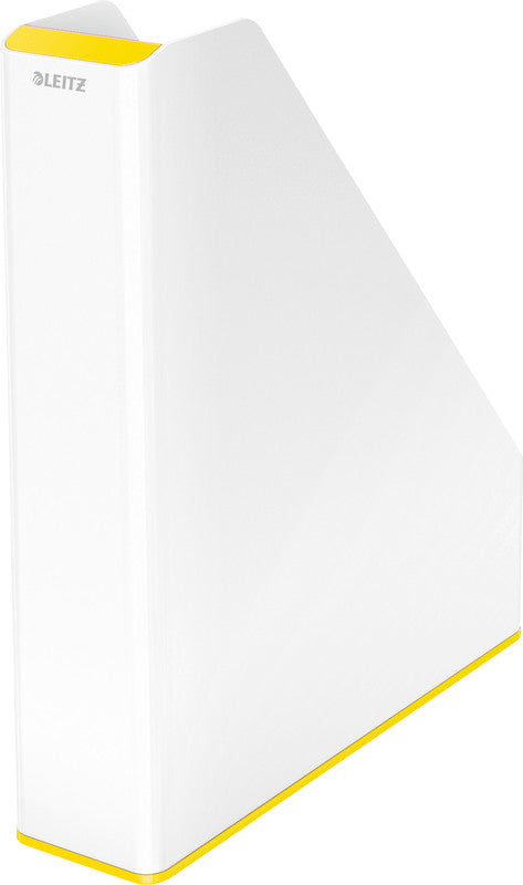 Leitz WOW Stehsammler – A4, 73 mm, Polystyrol, weiss/gelb