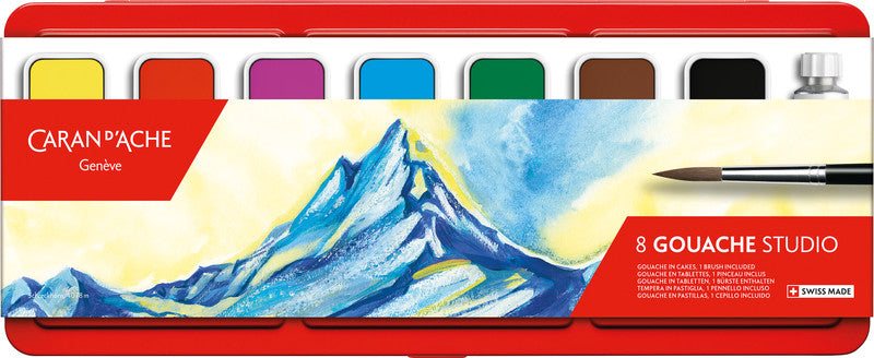 Caran d-Ache Caran d'Ache – Deckfarbkasten – 7 Farben, inklusive Deckweiss, mit Pinsel