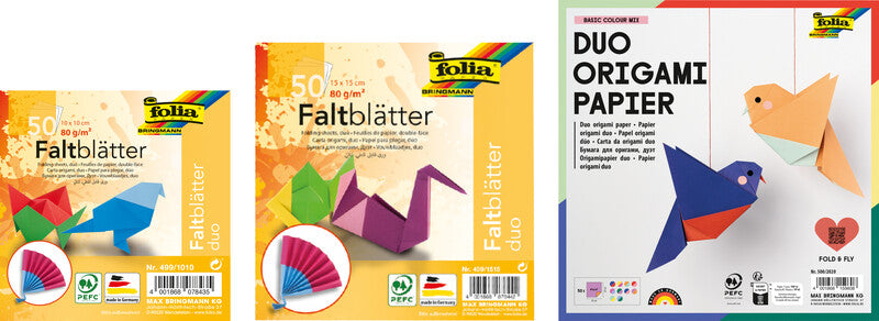 Folia Origamipapier – 20 × 20 cm, sortiert, 80 g/m² – 50 Blatt, Papier, PEFC