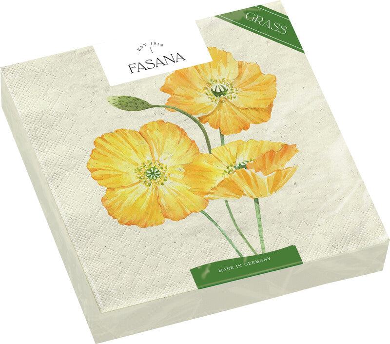 Fasana Servietten Yellow Beauties – 33 × 33 cm – 2-lagig, Tissue – 20 Stk., FSC