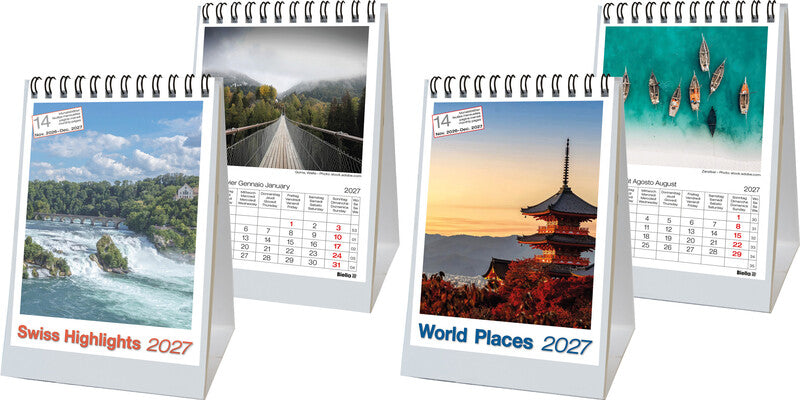 Biella Pult-Bildsteller Imago Beautiful Swiss 2027 – 10,5 × 14,8 cm, 14 Monate – d/f/i/gb