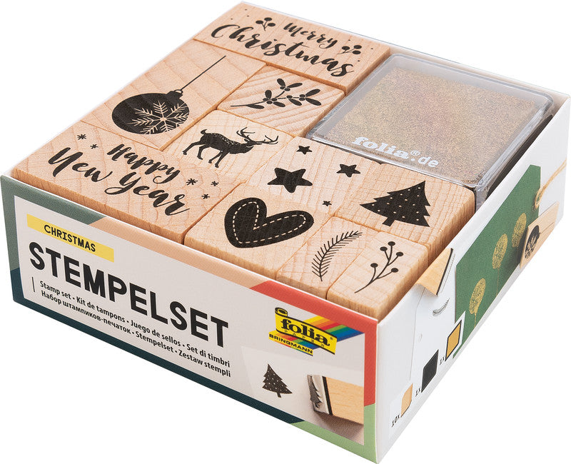Folia Motivstempel-Set – Weihnachten, 11 Teile, 2 Kissen, sortiert