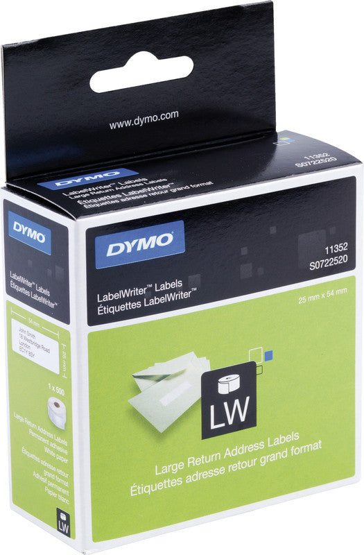 DYMO Adress-Etiketten, 54 mm × 25 mm, weiss, permanent, für LabelWriter 310, 320, Turbo 330 und andere, 500 Stück