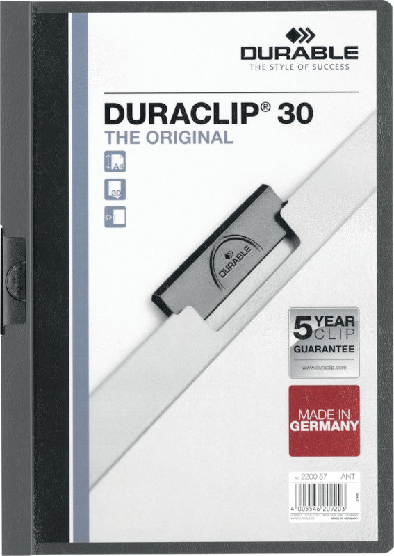 Durable Duraclip Unterschriftenmappe 30 – A4, anthrazit, Kunststoff