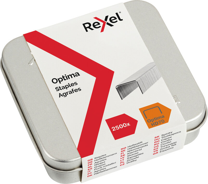 Rexel Heftklammernkassette – für Rapid Optima 60E – 9 mm, 70 Blatt – silber, Metall – 2500 Stk.