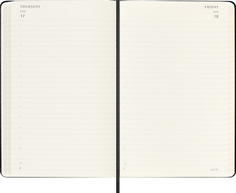 Moleskine Schüleragenda – 1 Tag pro Seite, gebunden, 13 × 21 cm, 18 Monate Juli–Dezember, Englisch, Schwarz, FSC