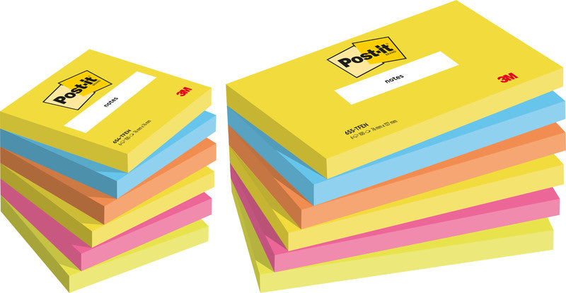 Post-it Haftnotizen – 127×76 mm – sortiert, 6×100 Blatt, PEFC