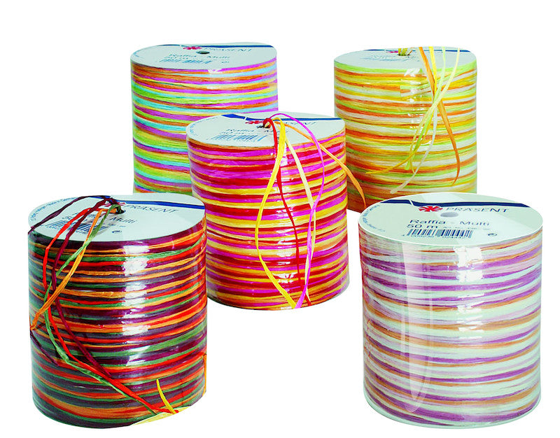 Präsent Bast – mehrfarbig (türkis, hellgrün, ocean, weiss, hellblau) – 50 m