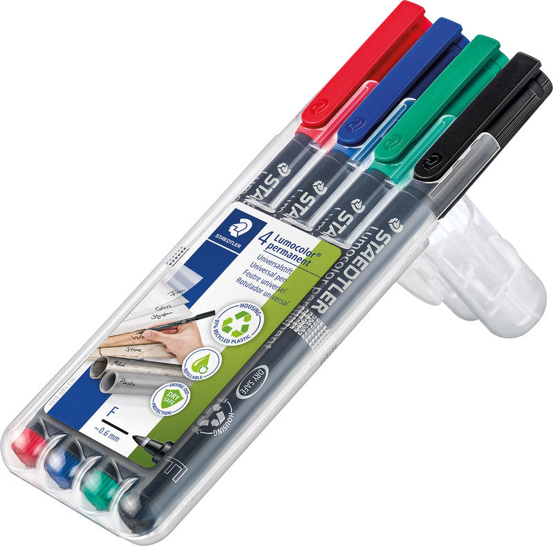 Staedtler Permanent Marker – rot, blau, grün, schwarz, 4er Set