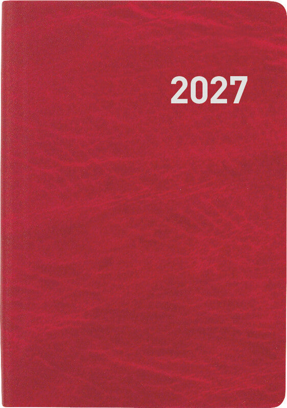 Biella Agenda – 1 Woche/2 Seiten, gebunden, 7,6 × 11 cm, 2027, rot, FSC