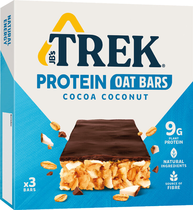 Trek Energieriegel – Schokolade & Kokosnuss, vegan, glutenfrei, Schachtel, 3 × 50 g (150 g)