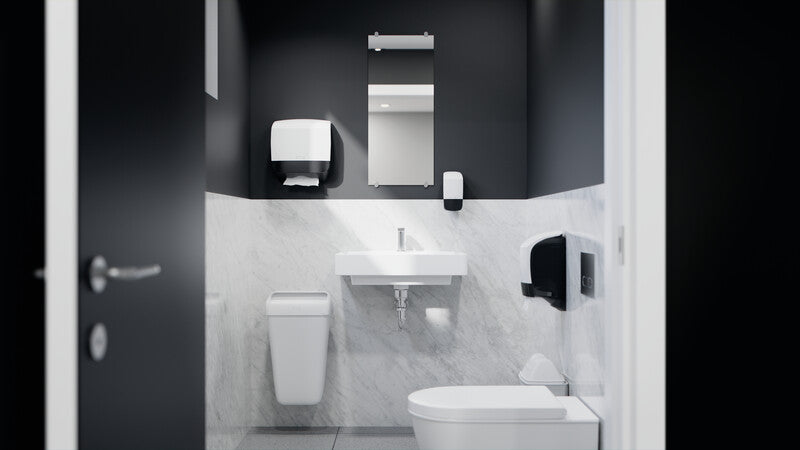 Katrin Falthandtuchspender Inclusive S Kunststoff Weiss – für Falthandtücher bis 210 mm – 300 × 329 × 135 mm