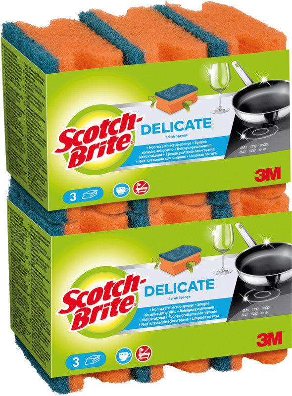 Scotch-Brite Schwamm – Kunststoff, 9 × 7 × 4,5 cm, rot, für Kochgeschirr und Glas, 6 Stk.