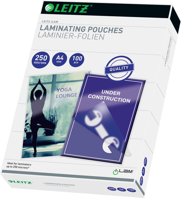 Leitz iLAM Laminierfolien A4, glänzend – 250 µm, 216 × 303 mm, 100 Stk.